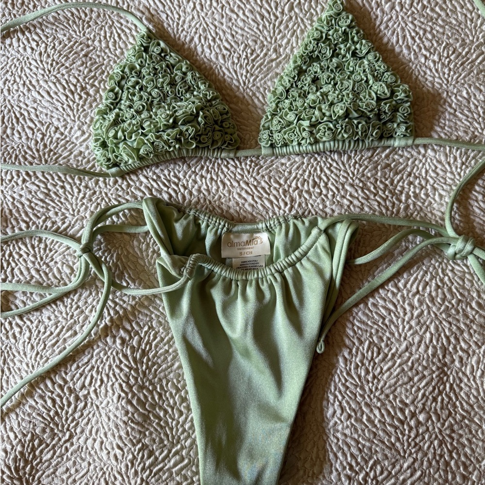 Ginia Green Floral Bikini Set